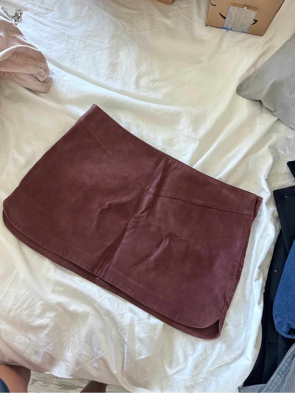 Free People Maroon Suede Mini Skirt